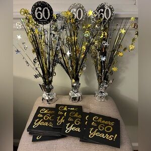 Set of 3 Table Sprays & 90 Cocktail Napkins for 60th Birthday